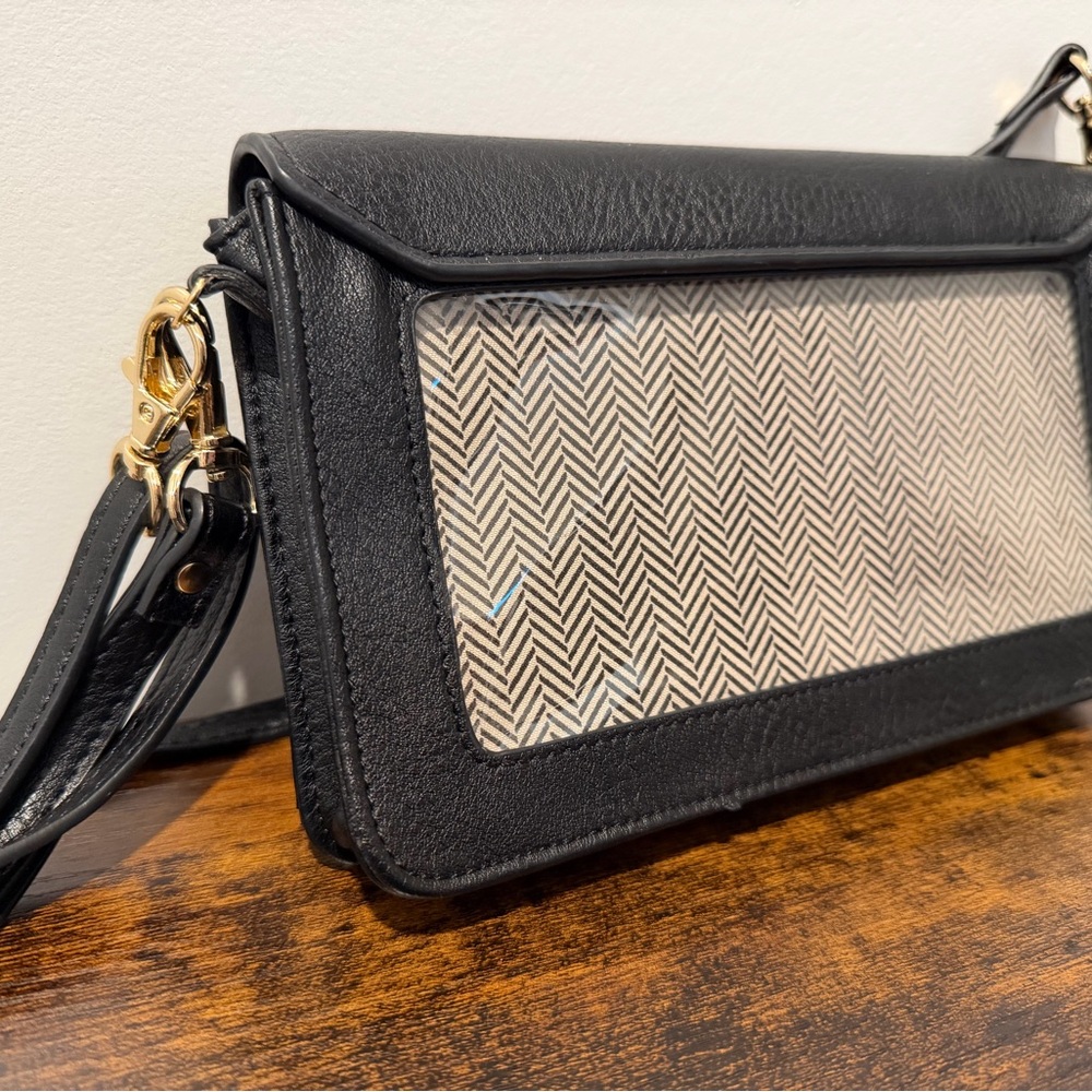 Black and Cream Women's Bag with clear front pocket